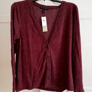 BNWT BANANA REPUBLIC lightweight ribbed v-neck brushed marled cardigan (LP)